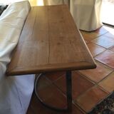 Chrome-plated console of the 70s, light oak top