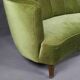 Danish curved velvet banana sofa, 1950