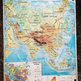 Ancienne carte MDI Asie agricole et physique vintage