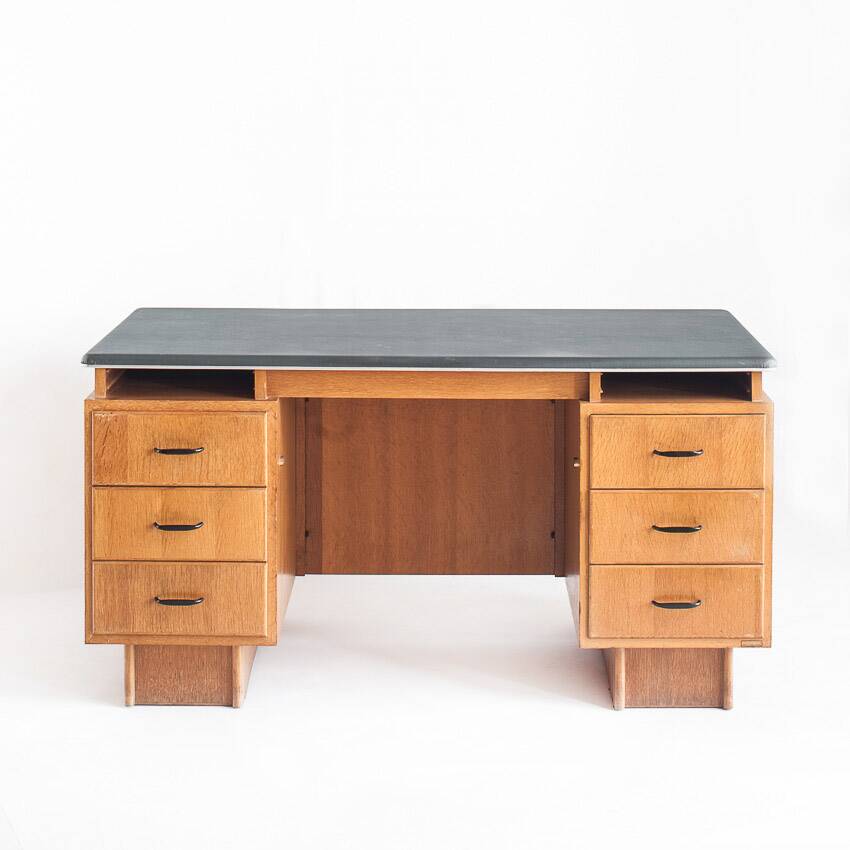 Vintage oak desk made by Burwood. France, 1950s