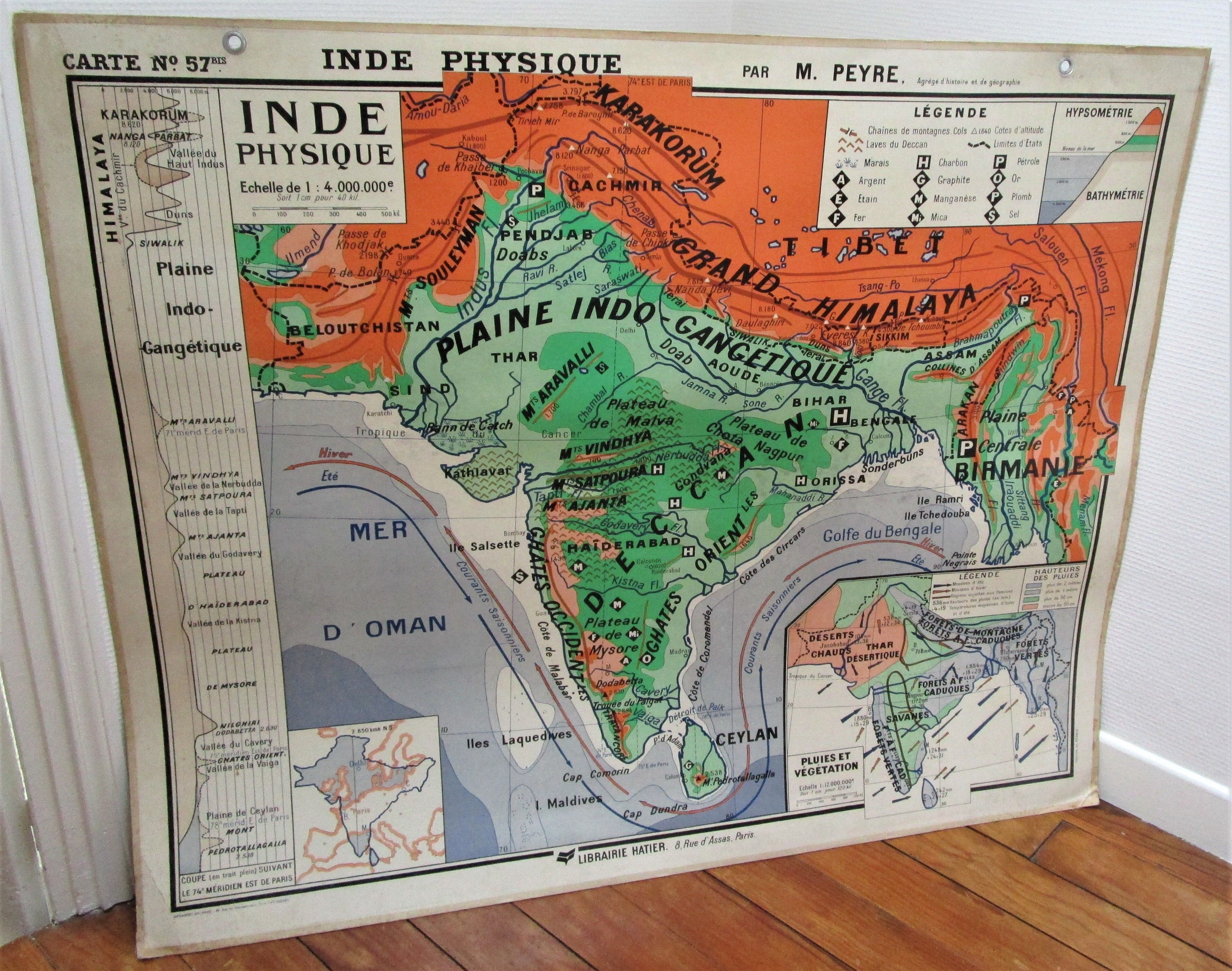 India Hatier vintage school card 57 and 57bis by M.Peyre
