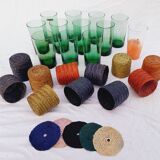 Set of 11 vintage green tinted glasses