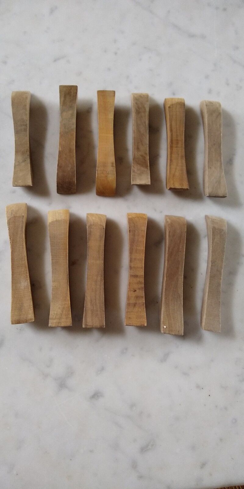 12 knife holders made of vintage olive wood from the 70s