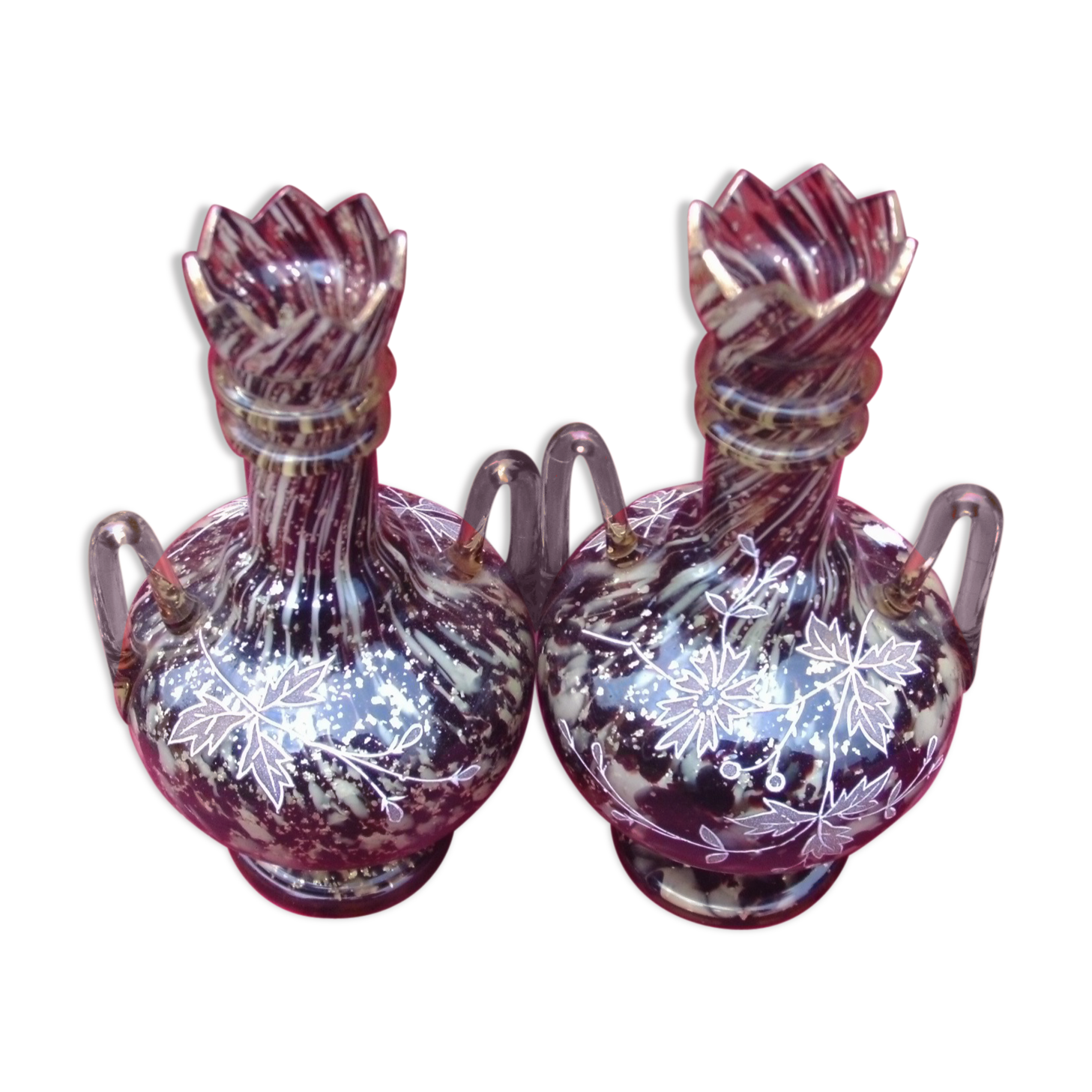 Pair of enamelled vases  around 1900