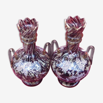 Pair of enamelled vases  around 1900