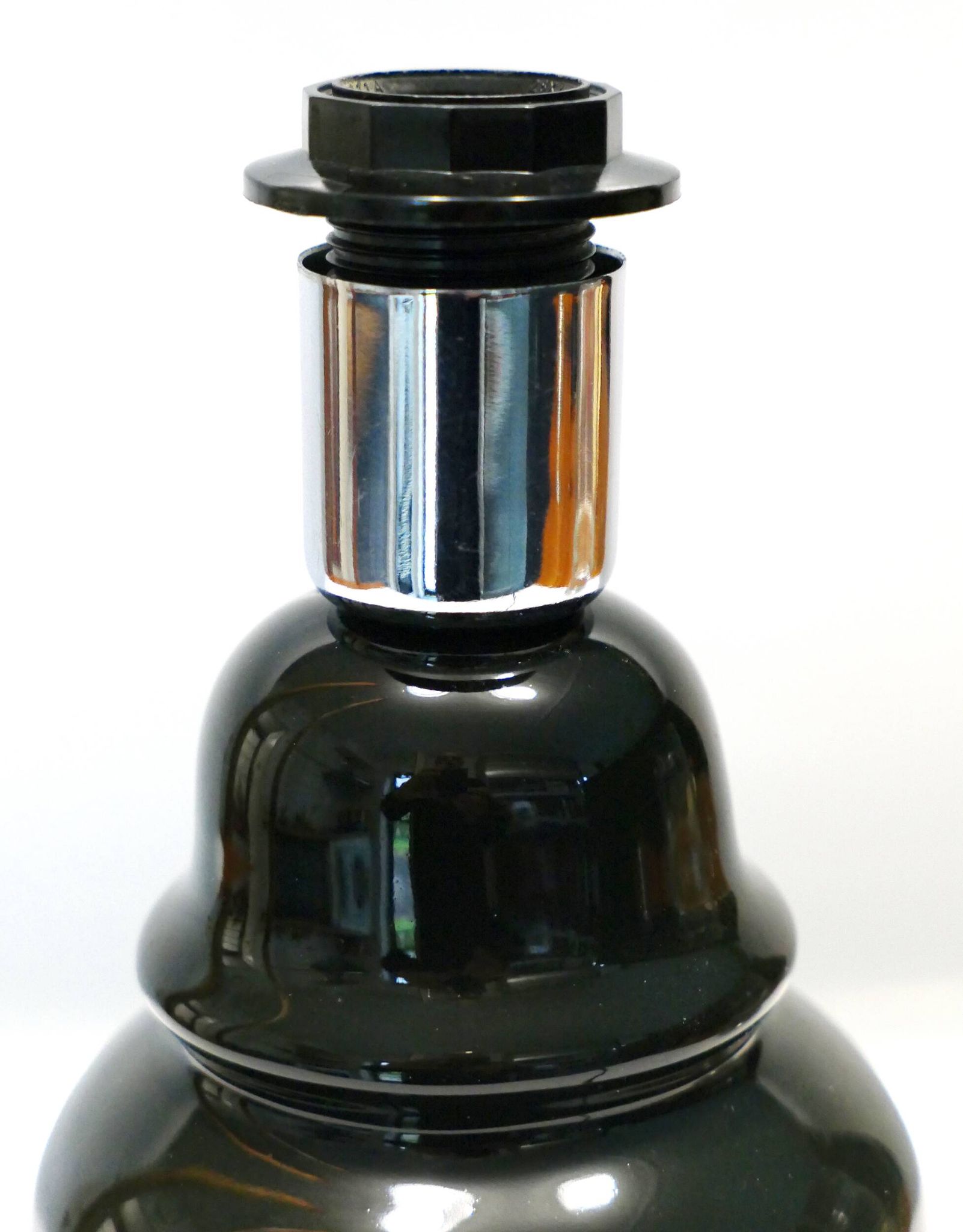 Elegant little vintage lamp base in black ceramic