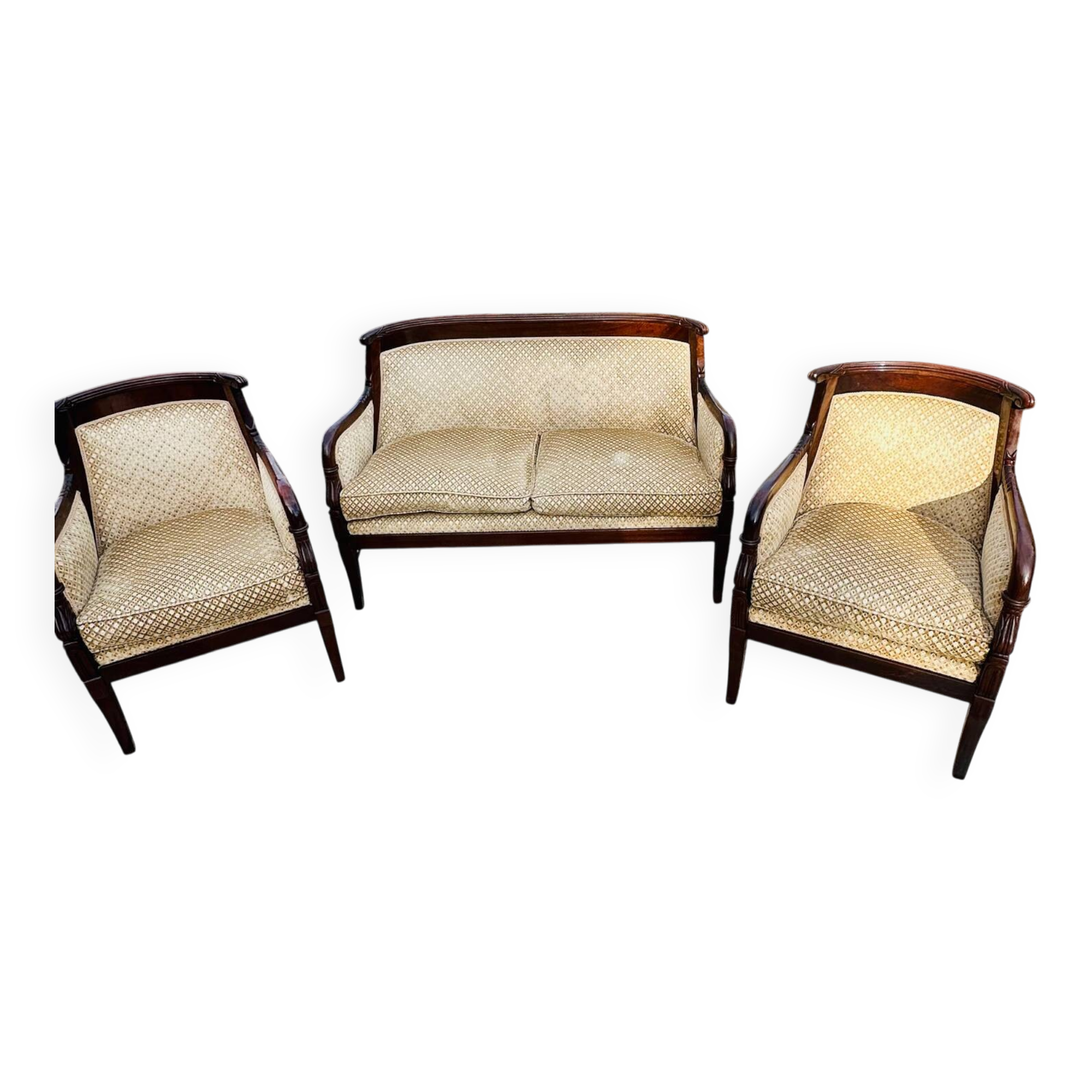 Mobilier de salon en Acajou Massif D’époque Empire