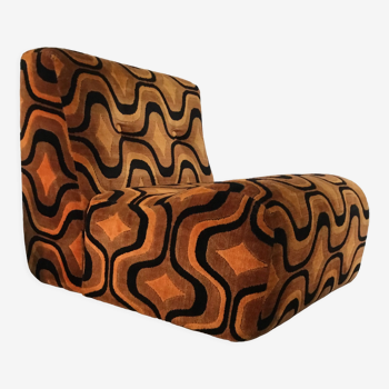 Vintage orange geometric pattern space-age seat 1970