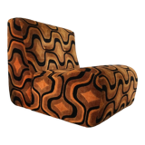 Vintage 1970s orange geometric patterned space-age armchair