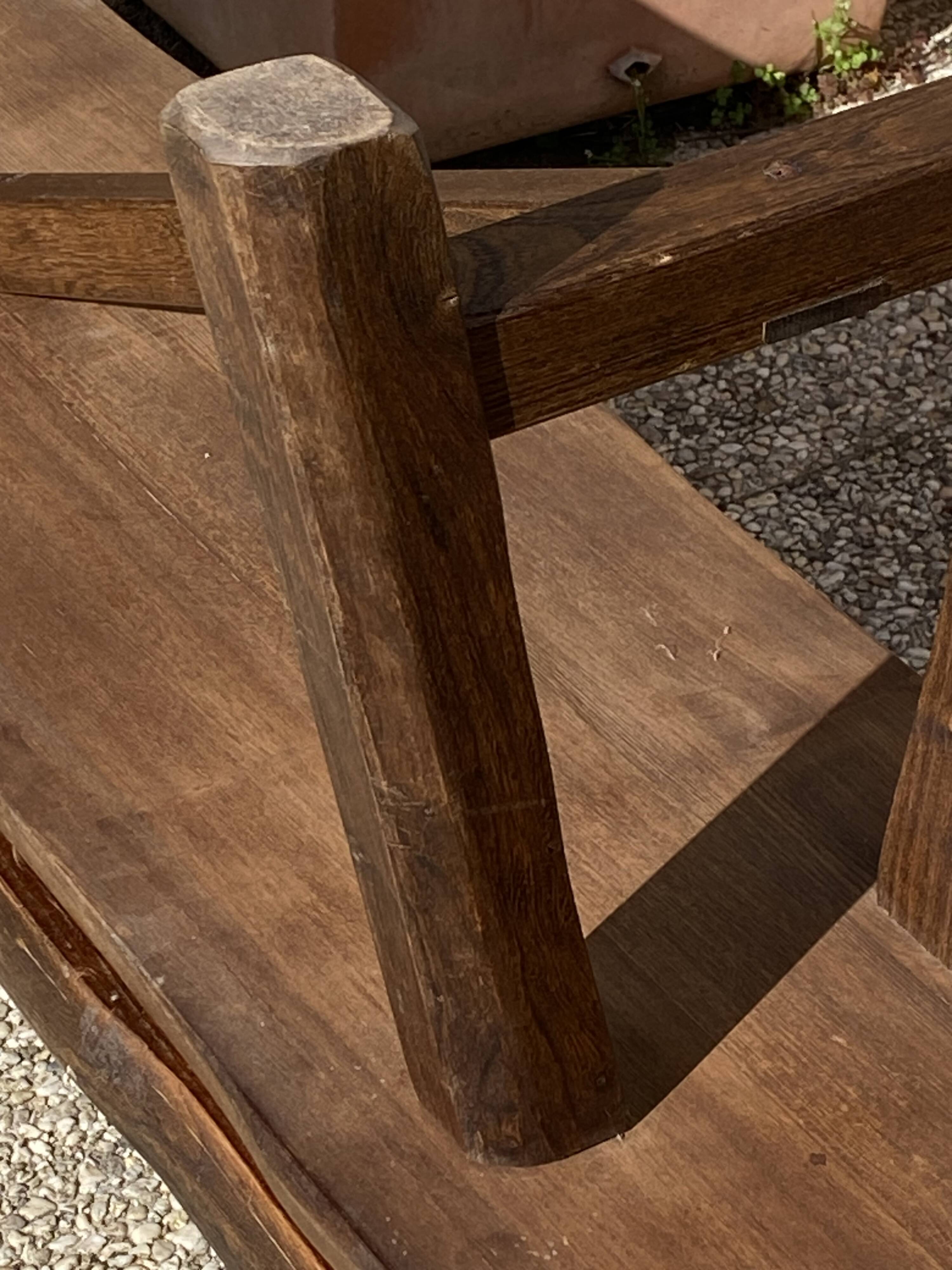 Paire de bancs orme pour table de ferme brutaliste rustique 1950