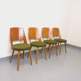 Set of 4 vintage Baumann Mondor chairs in terry cloth wood