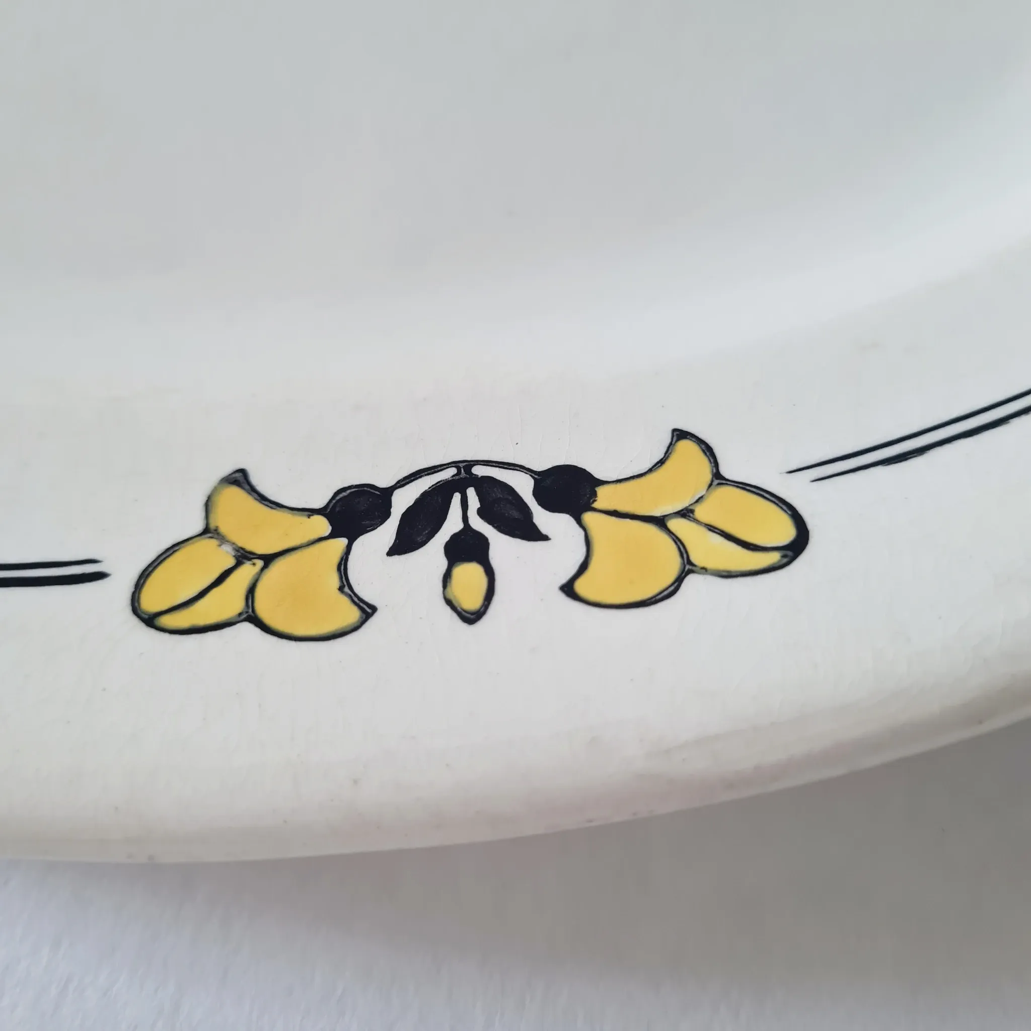 Antique oval dish in Salins ironstone "Renée" – Floral decoration