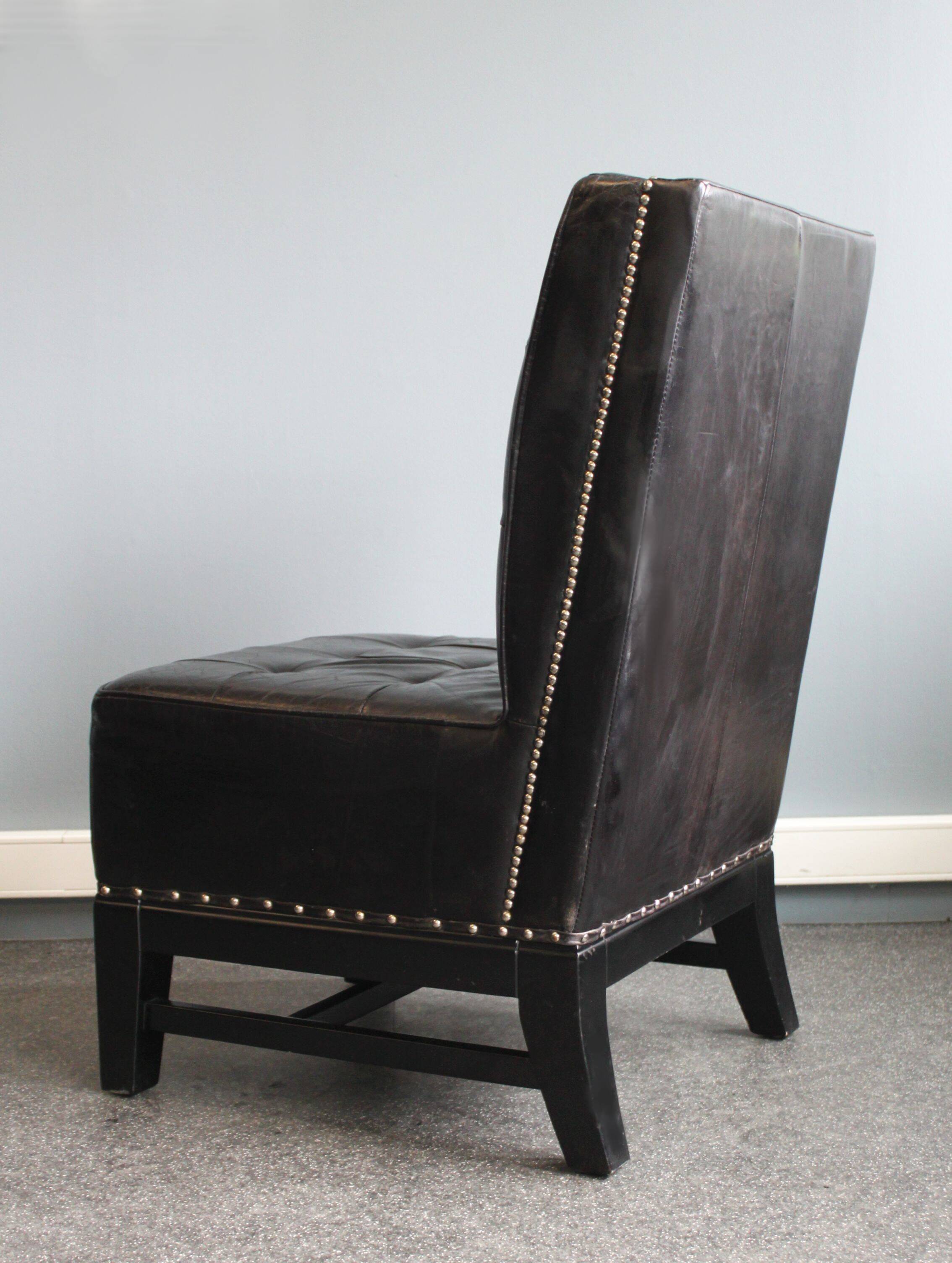 Modern black leather armchair, 20th century.