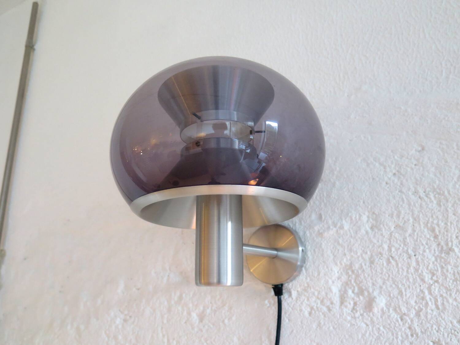Aluminum and plexiglass wall light, 1970s
