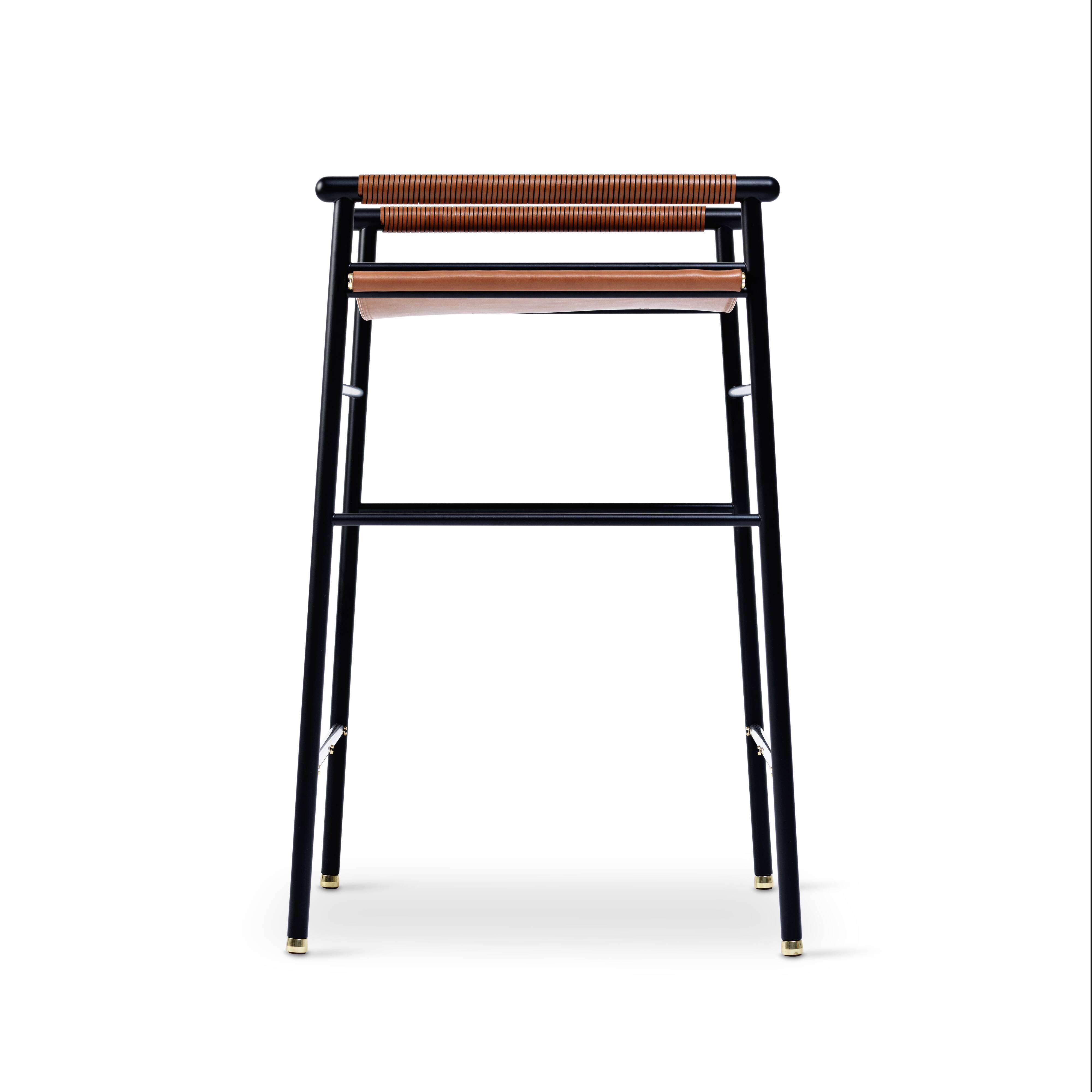Set of 6 bar stools "Repose", natural beige seat