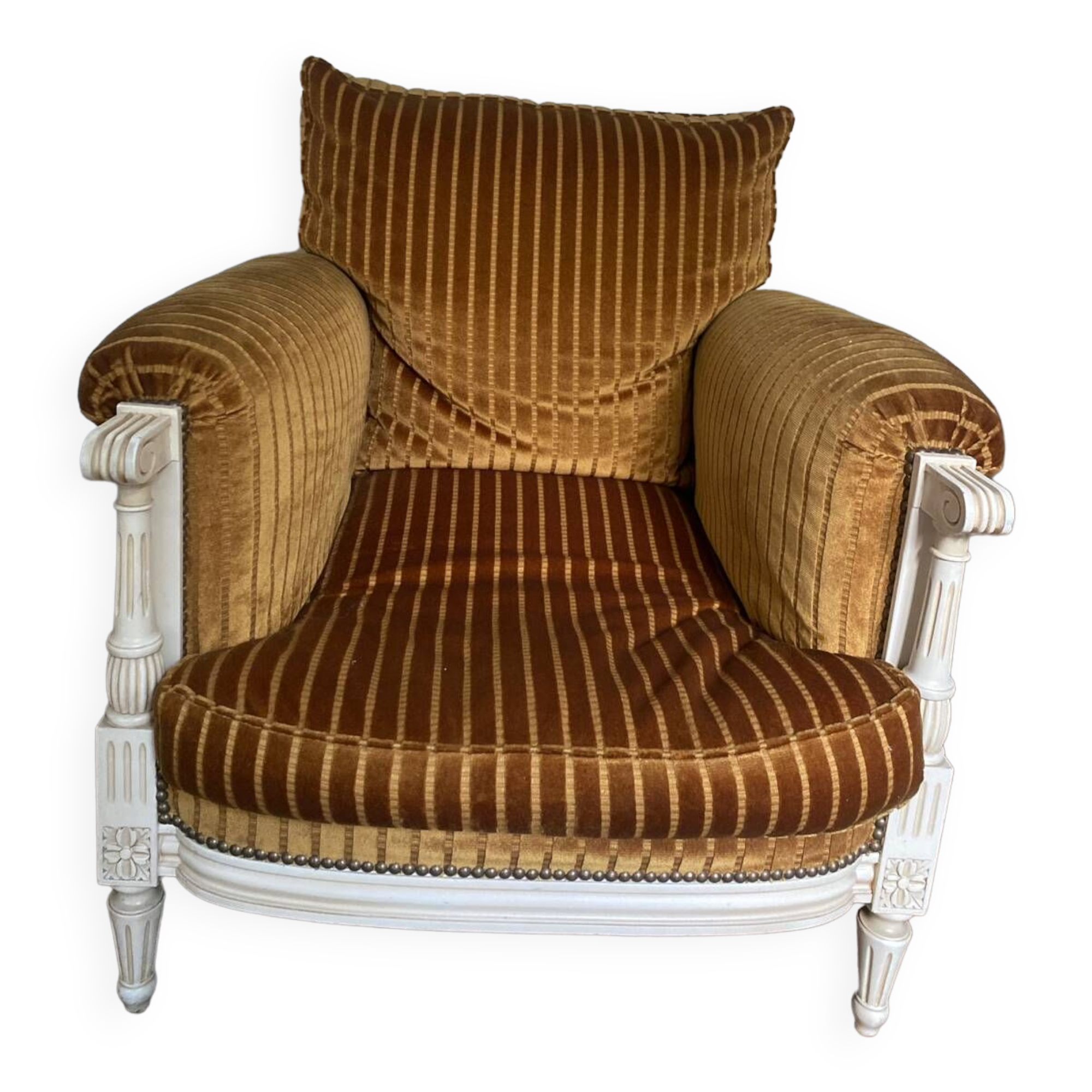 Mustard yellow velvet armchair