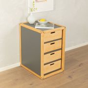 Commode Flötotto, années 1970, hêtre, HPL gris, 4 tiroirs