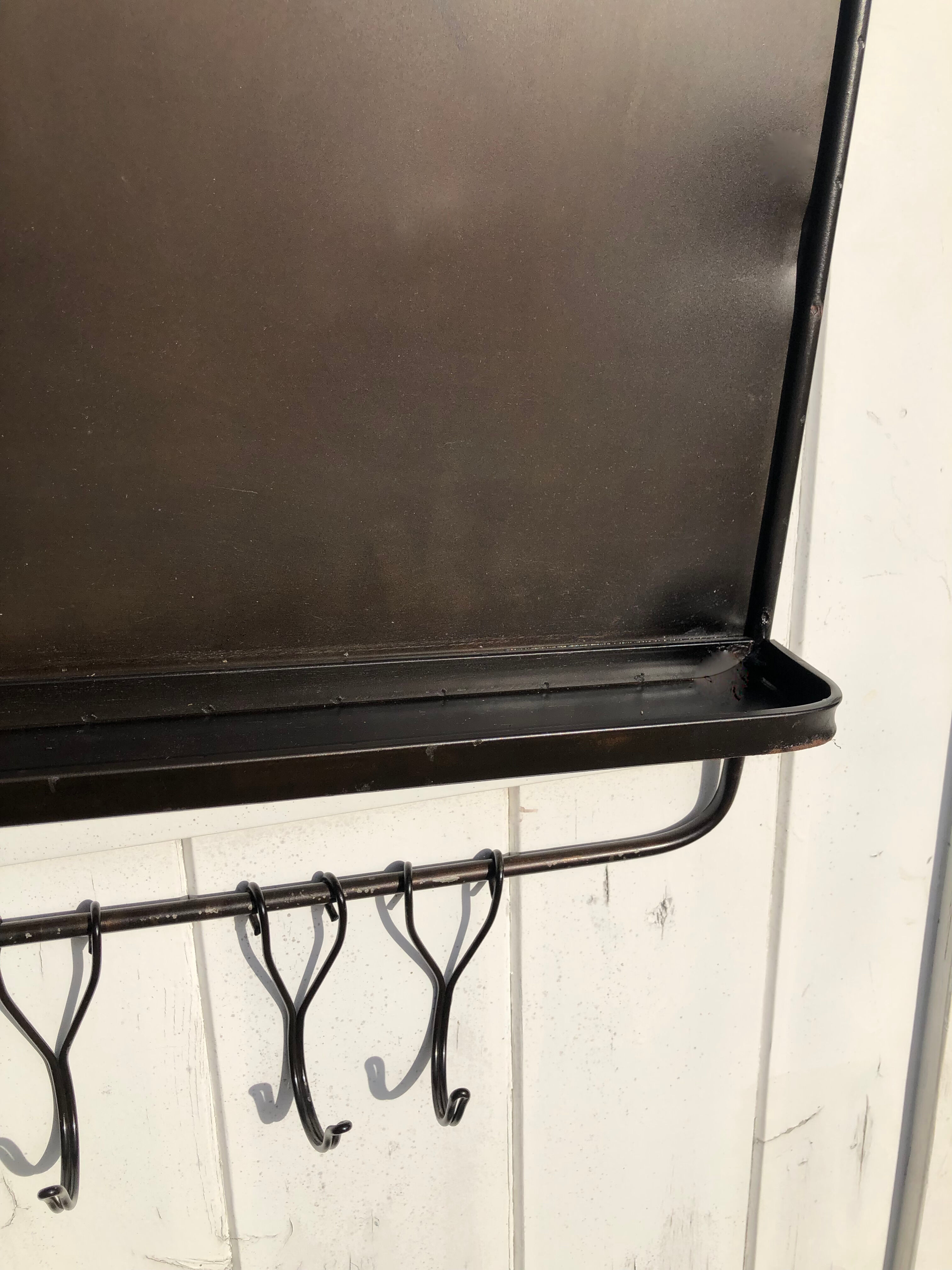 Wall shelf credenza, hooks and magnets