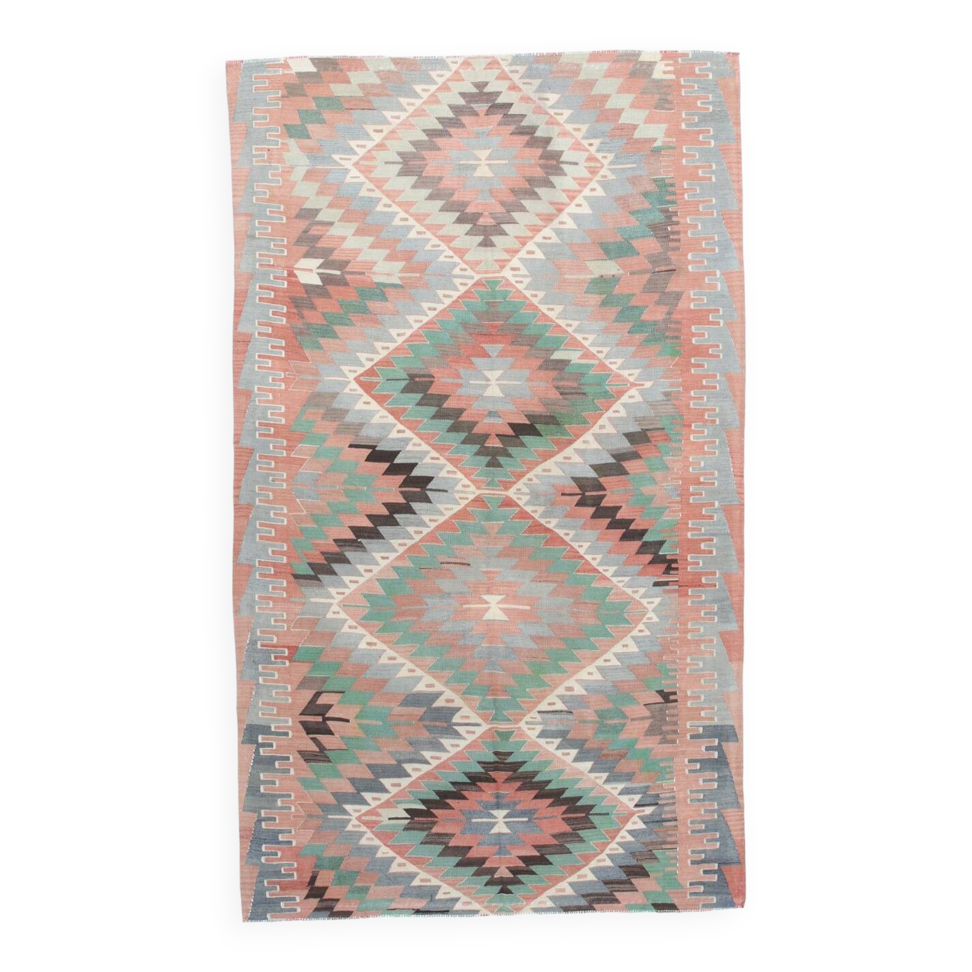 6x10 Decorative Rug, Soft Vintage Kilim Rug, Mint Green Area Kilim Rug,