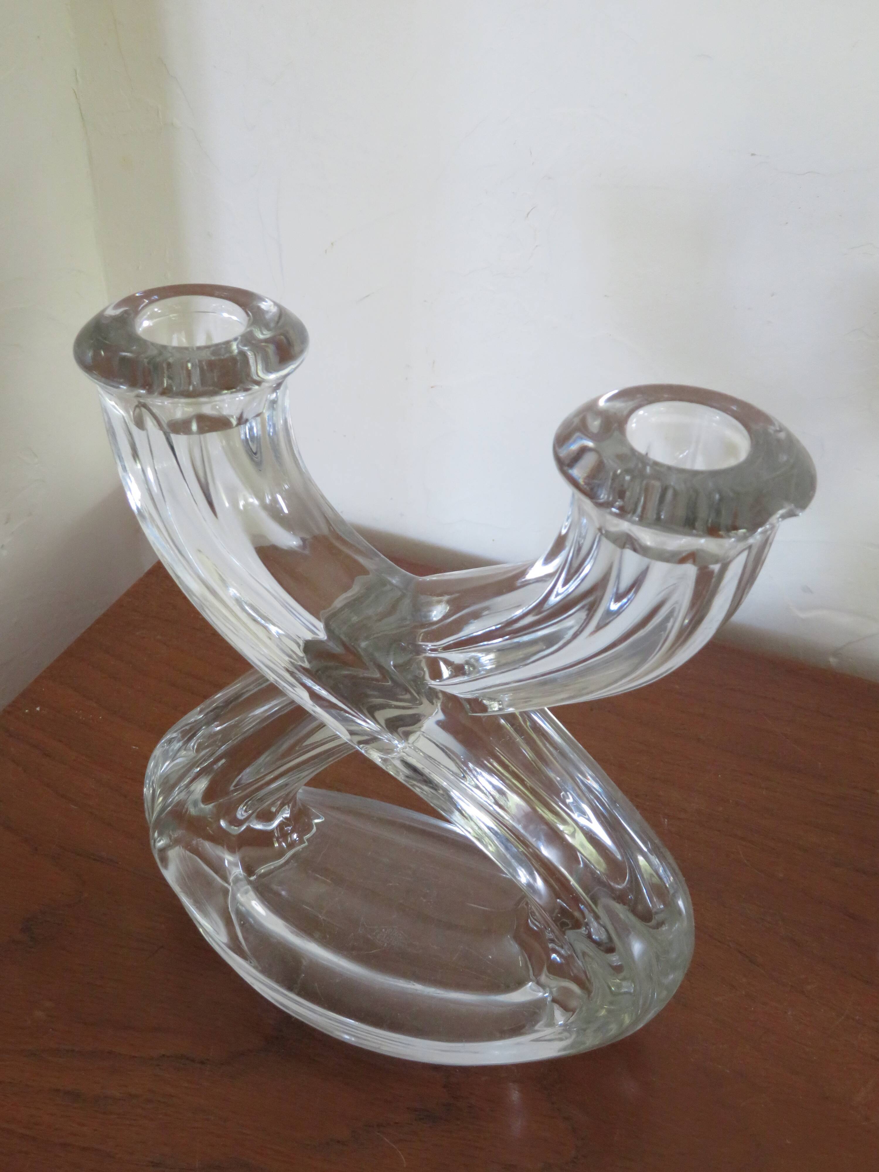 Pair of vintage crystal candlesticks