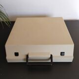 Vintage yellow portable typewriter, functional, AEG, new ribbon