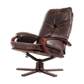 Vintage swivel lounge chair in rosewood and danish leather retro 70s design