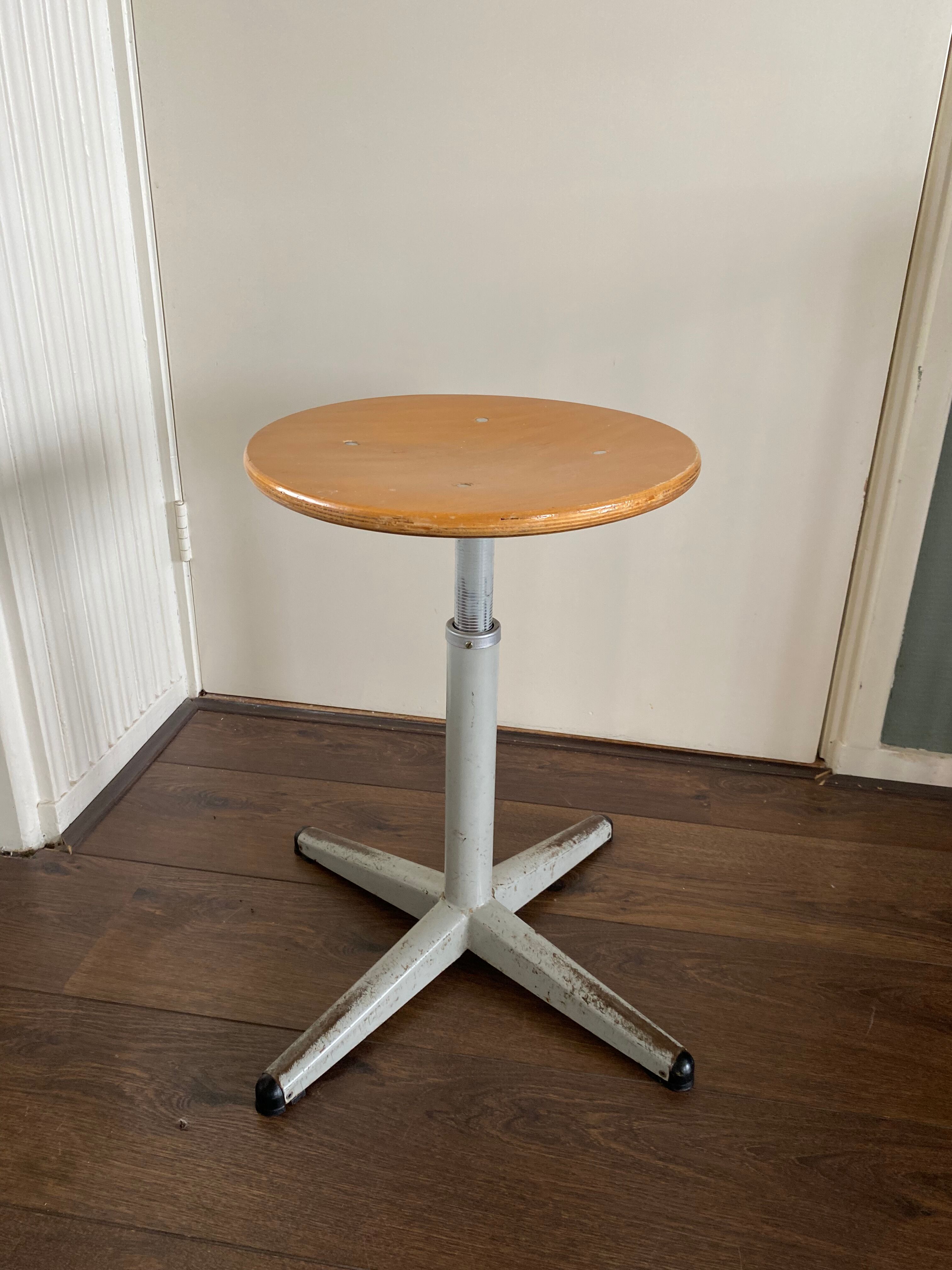 Vintage Industrial Height Adjustable Swivel Stool, 1960s