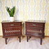Pair of Vintage Wooden Nightstands: Mid-Century Modern Bedside Tables