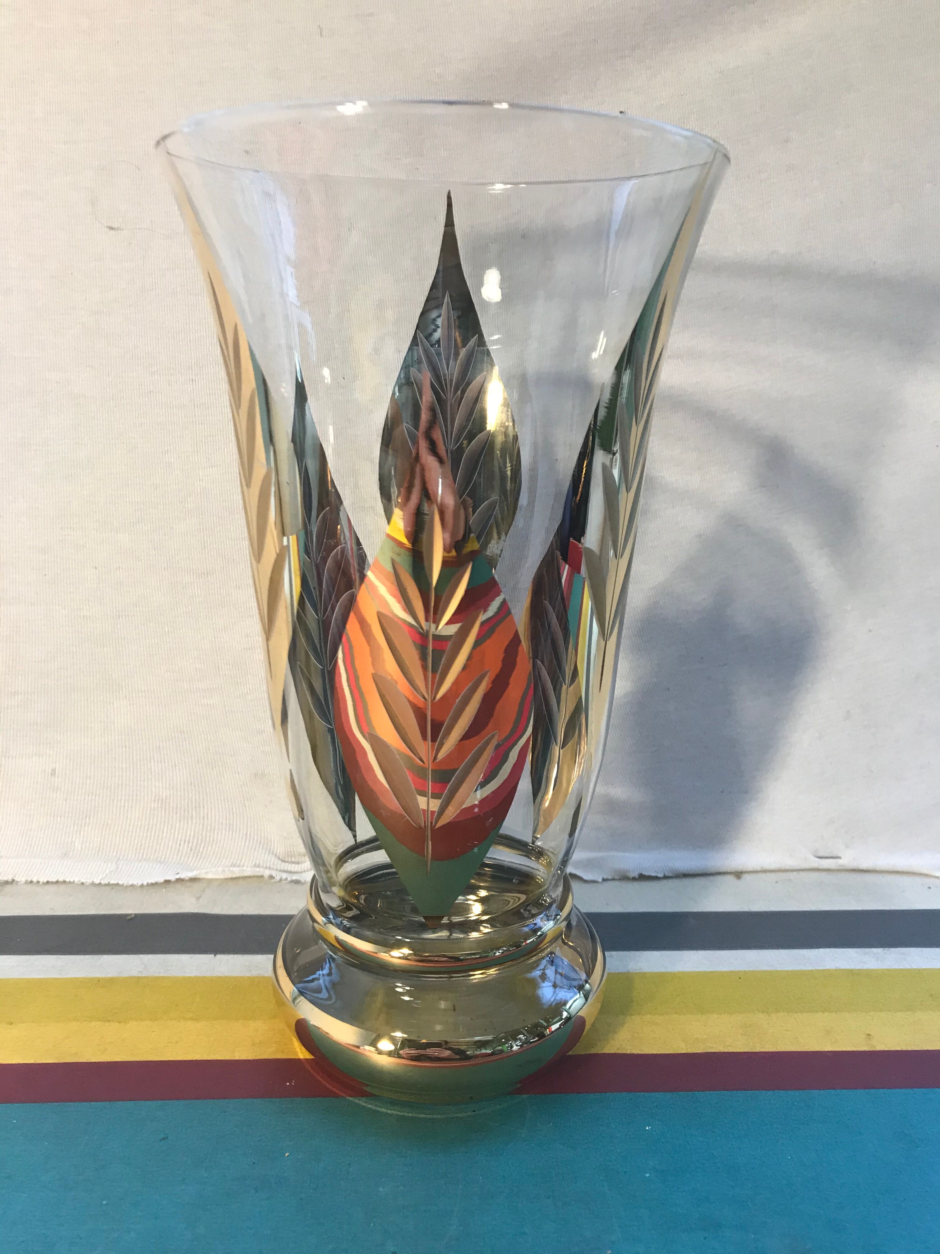 Old FAINS Glassware Vase From BOOM Decor Decelede Dilly Gold Belgium Vintage