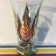 Vase ancien fains verrerie de boom décor feuillages ciselé doré belgique vintage