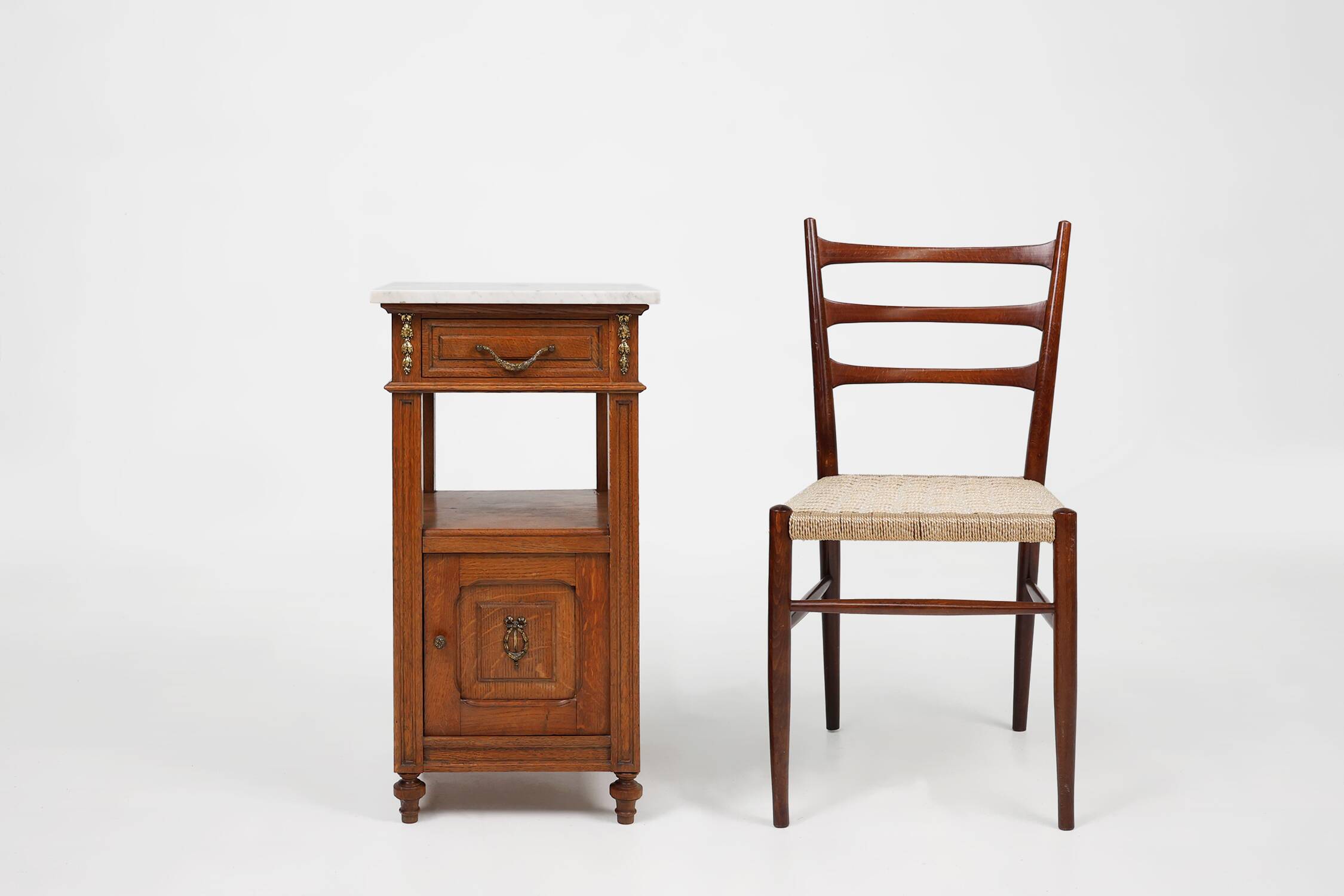 Art Deco nightstand with a Carrara marble top, France ca. 1910