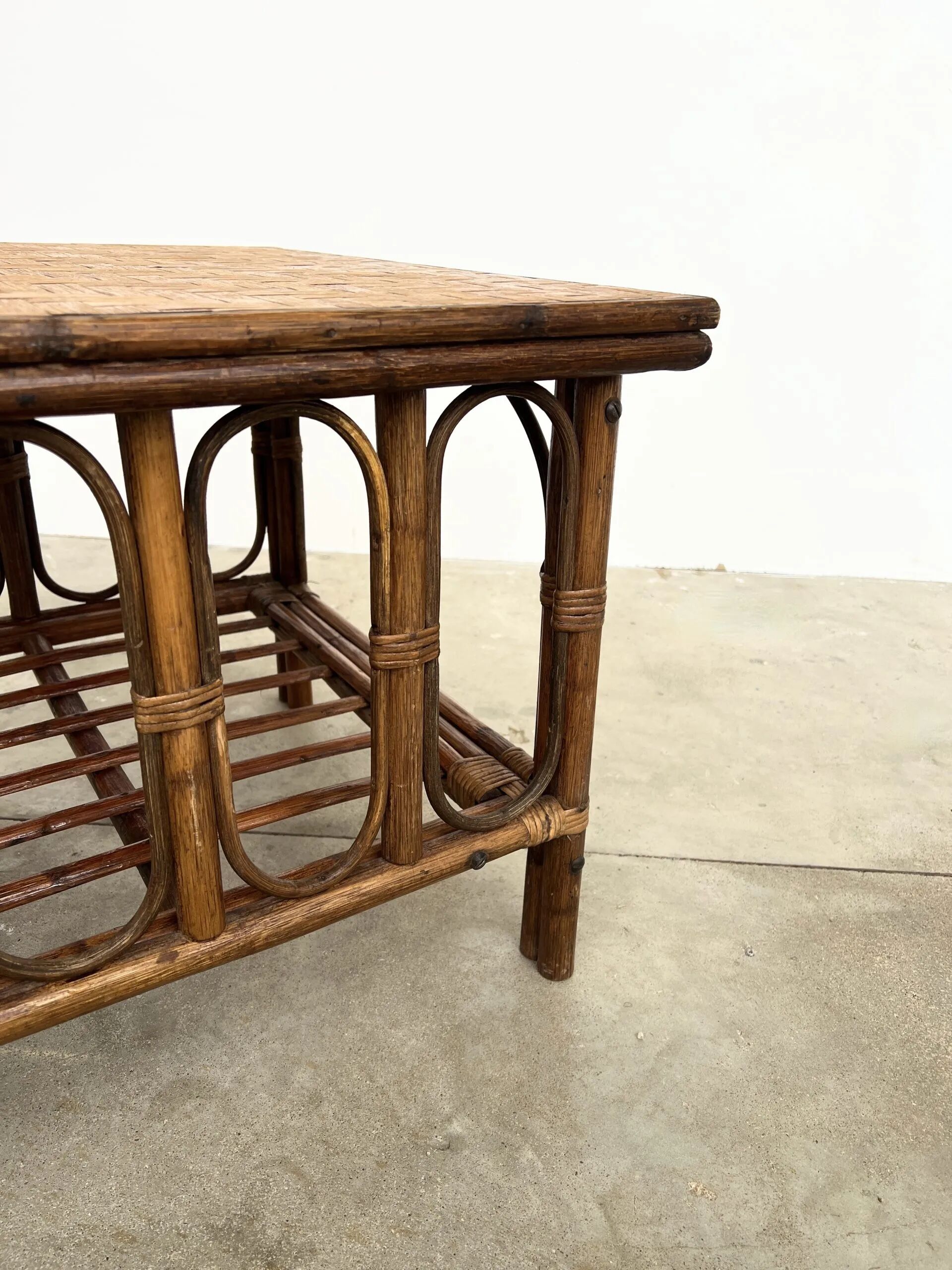 Square Coffee Table in Rattan & Bamboo – Removable Top