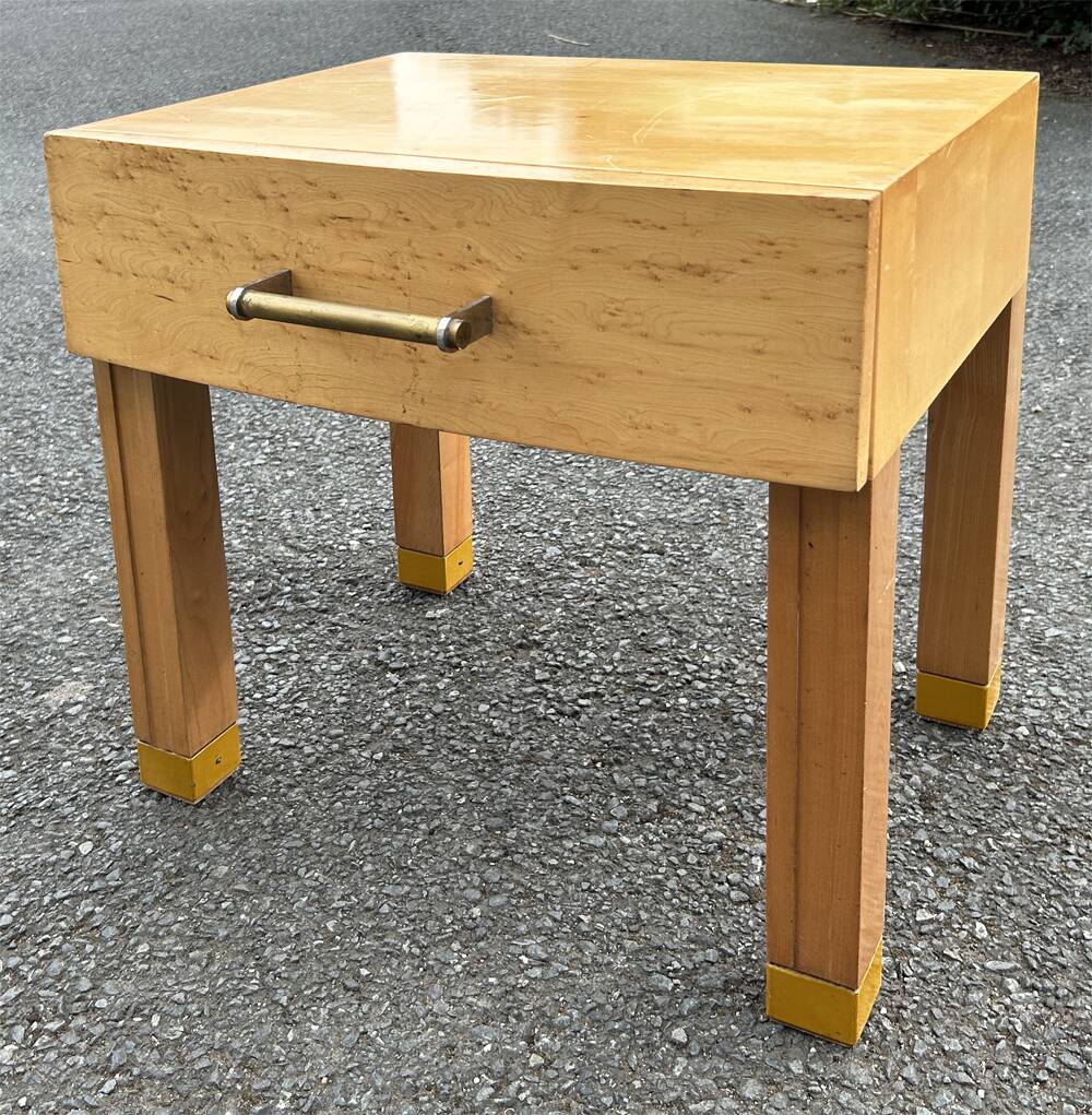 Bedside table, end table, blond wood, 80s