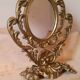 Baroque oval mirror pivoting on foot Golden brass 20x15cm
