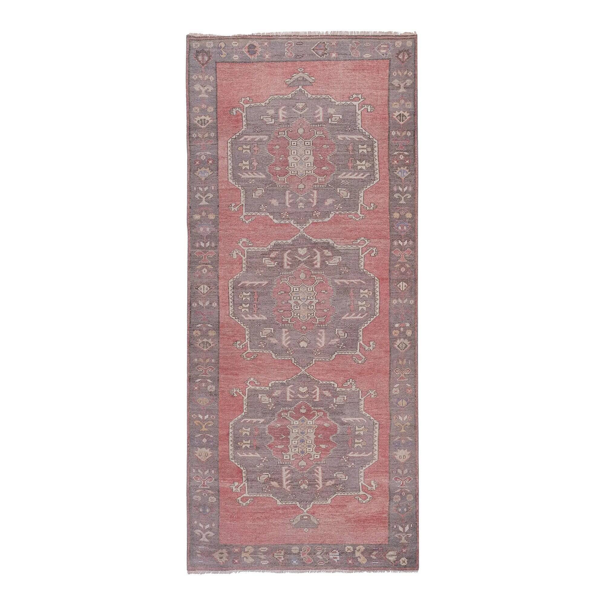 Vintage Turkish handmade rug 146x338 cm