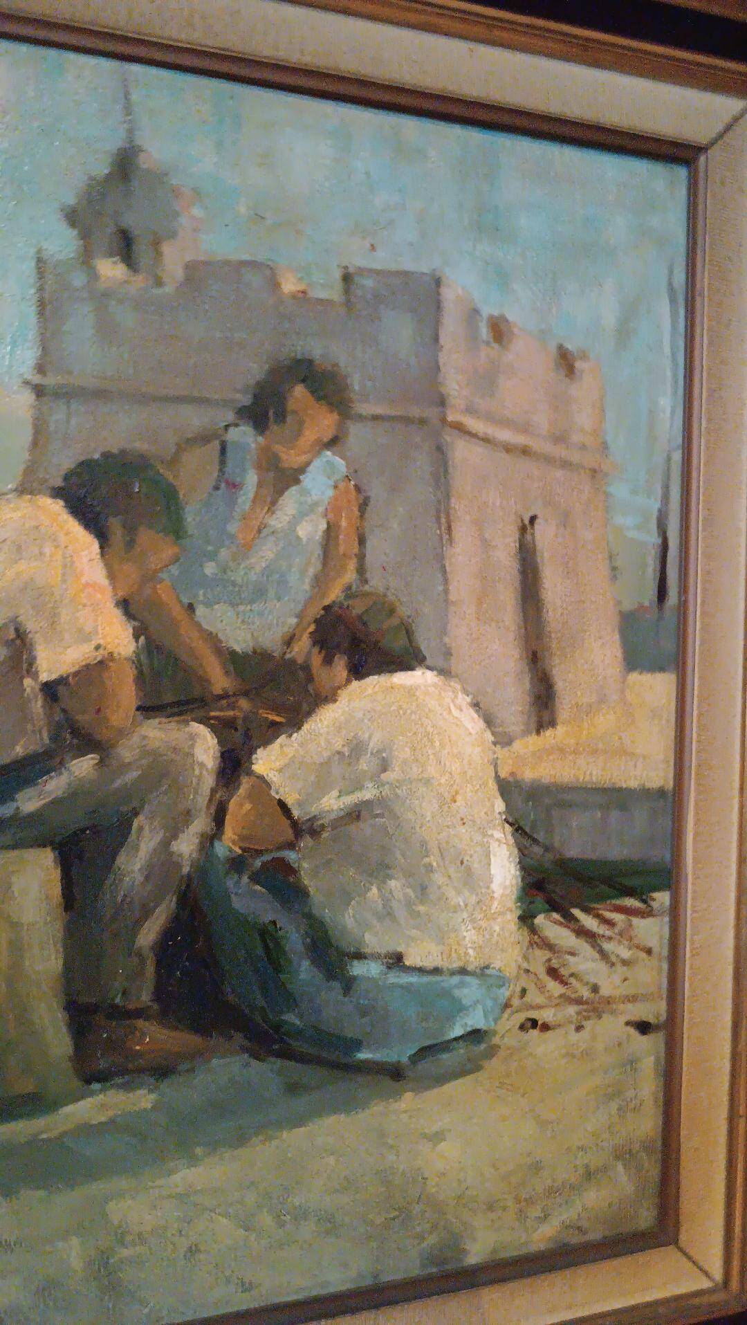 Peinture à l'huile sur figurines de table livourne première moitié du 20ème