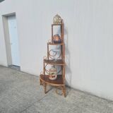 Bibliothèque étagère angle rotin bambou vintage 1960 (peacock / Emmanuelle)