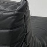 Togo lounge chairs in black leather attributed to Michel Ducaroy for Ligne Roset, set of 2
