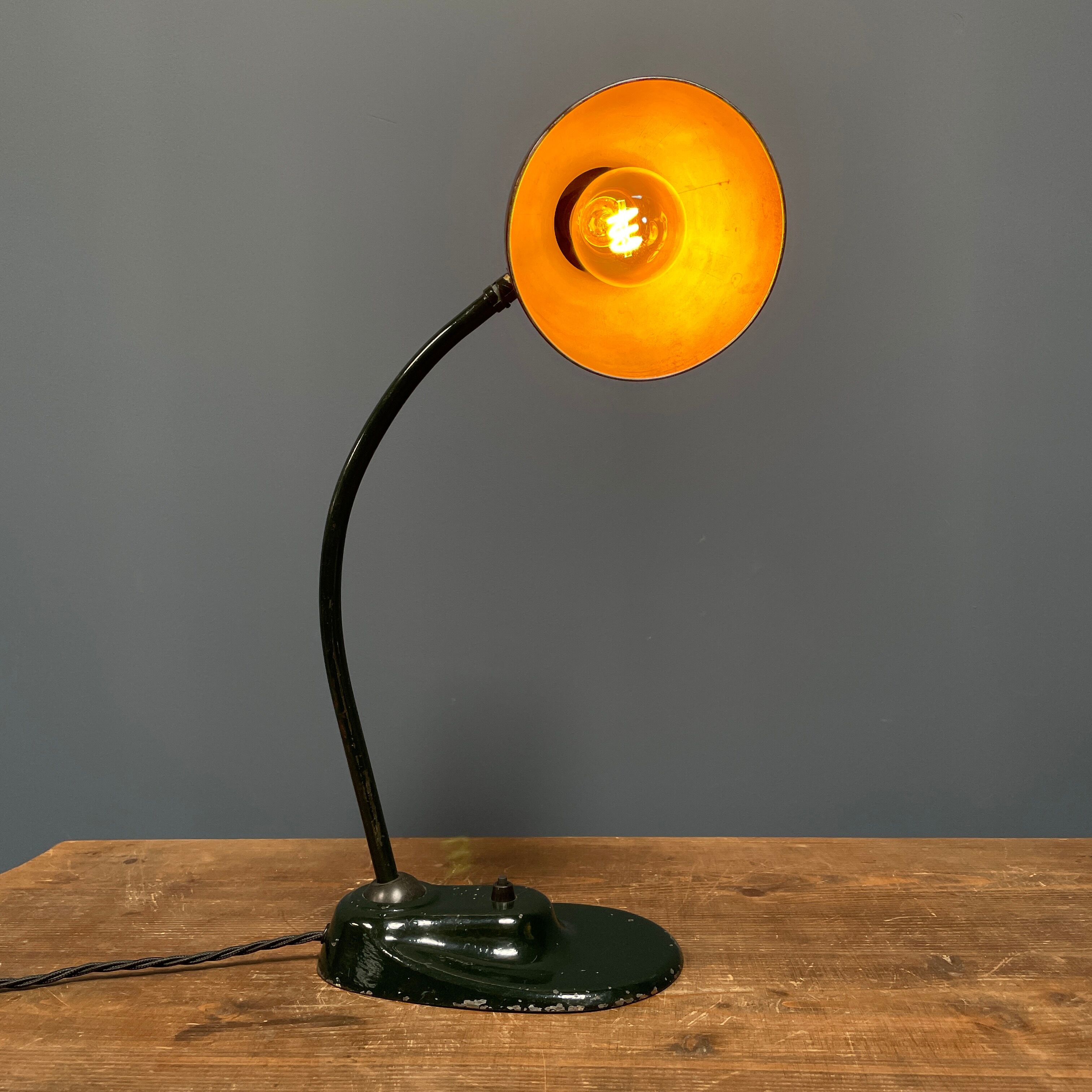 Dark green Kandem Bauhaus desk lamp model 1087 from the 1930s