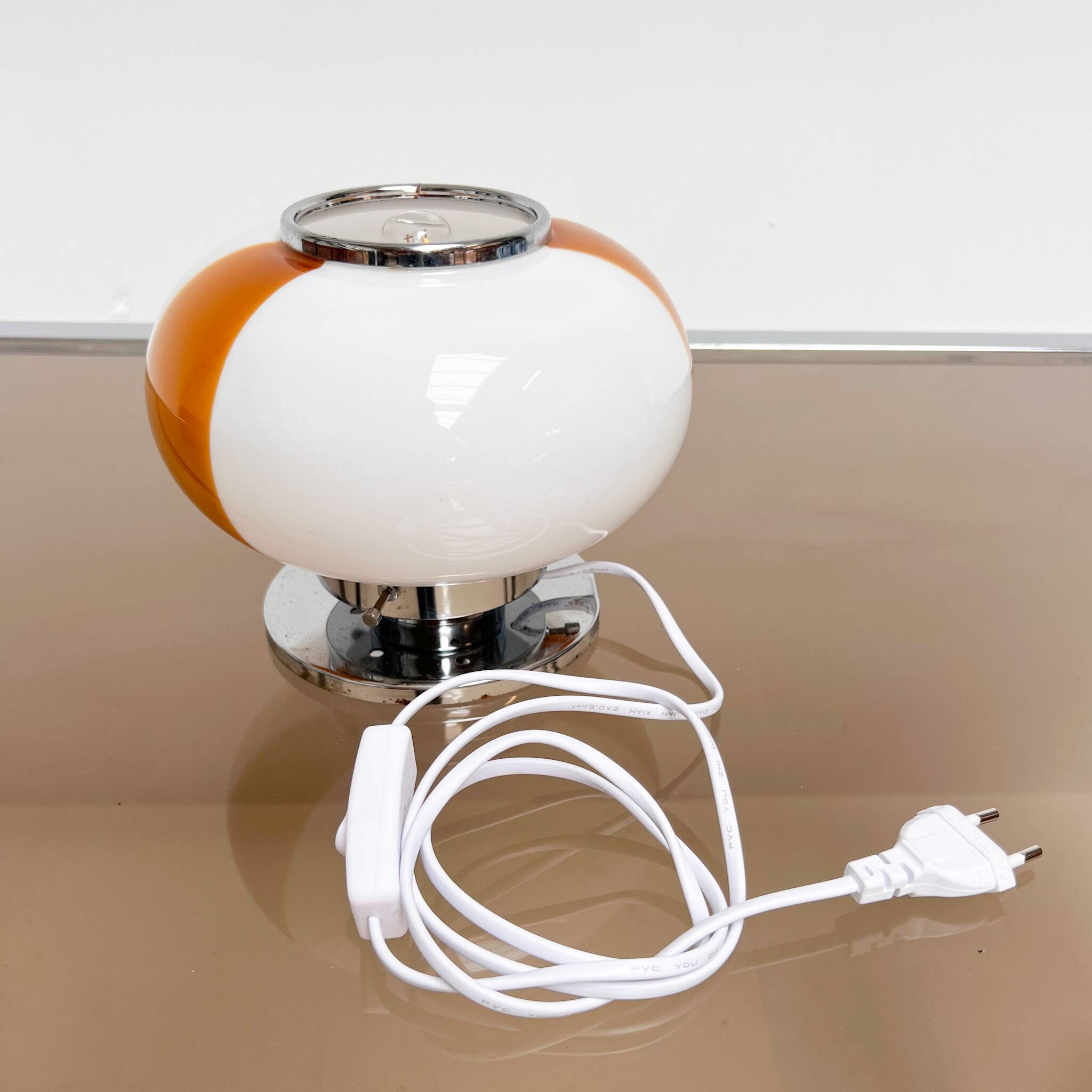 Opal glass Italian table lamp, 1960s