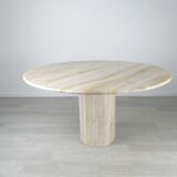 Travertine dining table design Jean-Charles Roche Bobois vintage 70s