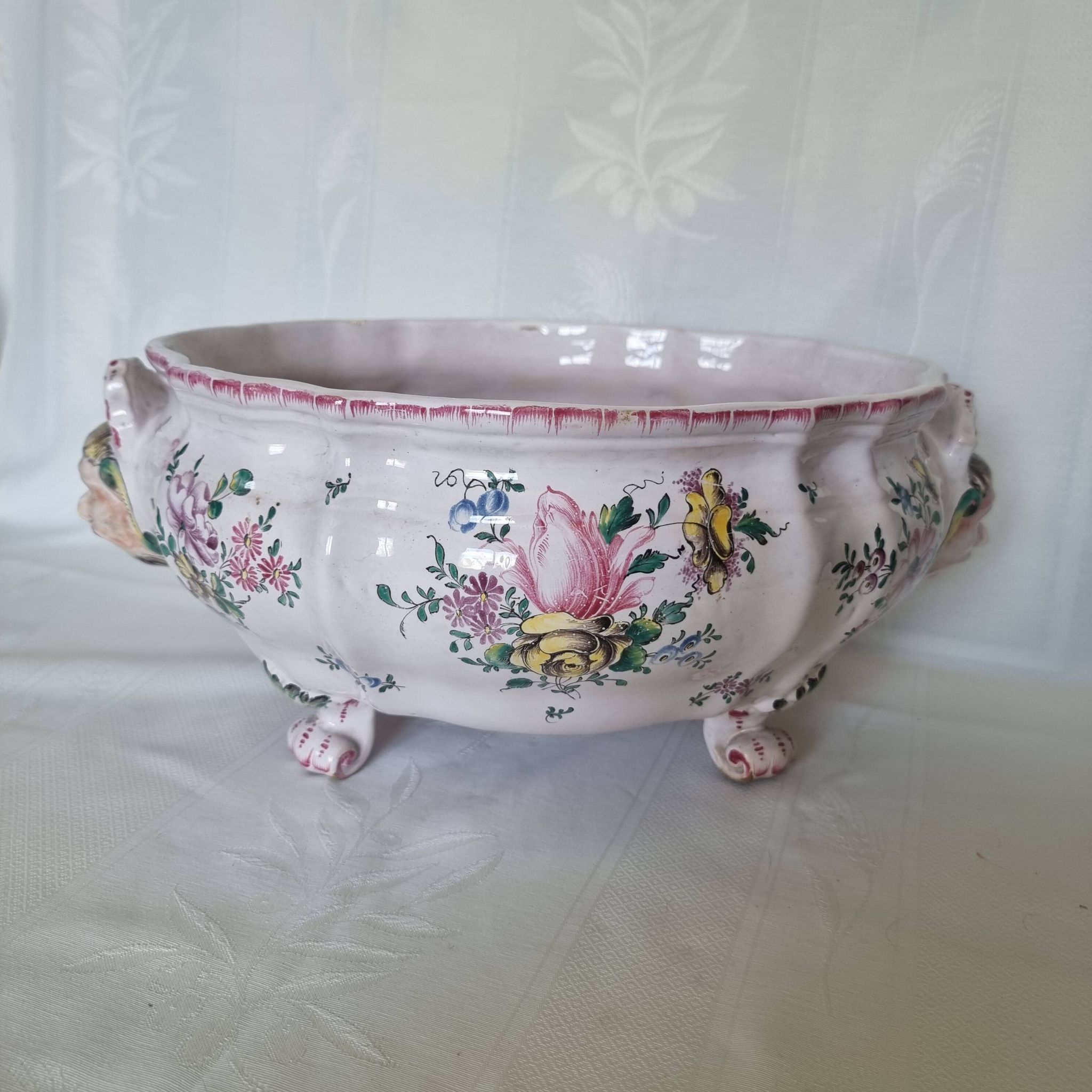 Antique 18th century Marseille earthenware planter by Veuve Perr