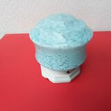 Plafonnier en verre de Clichy bleu moucheté