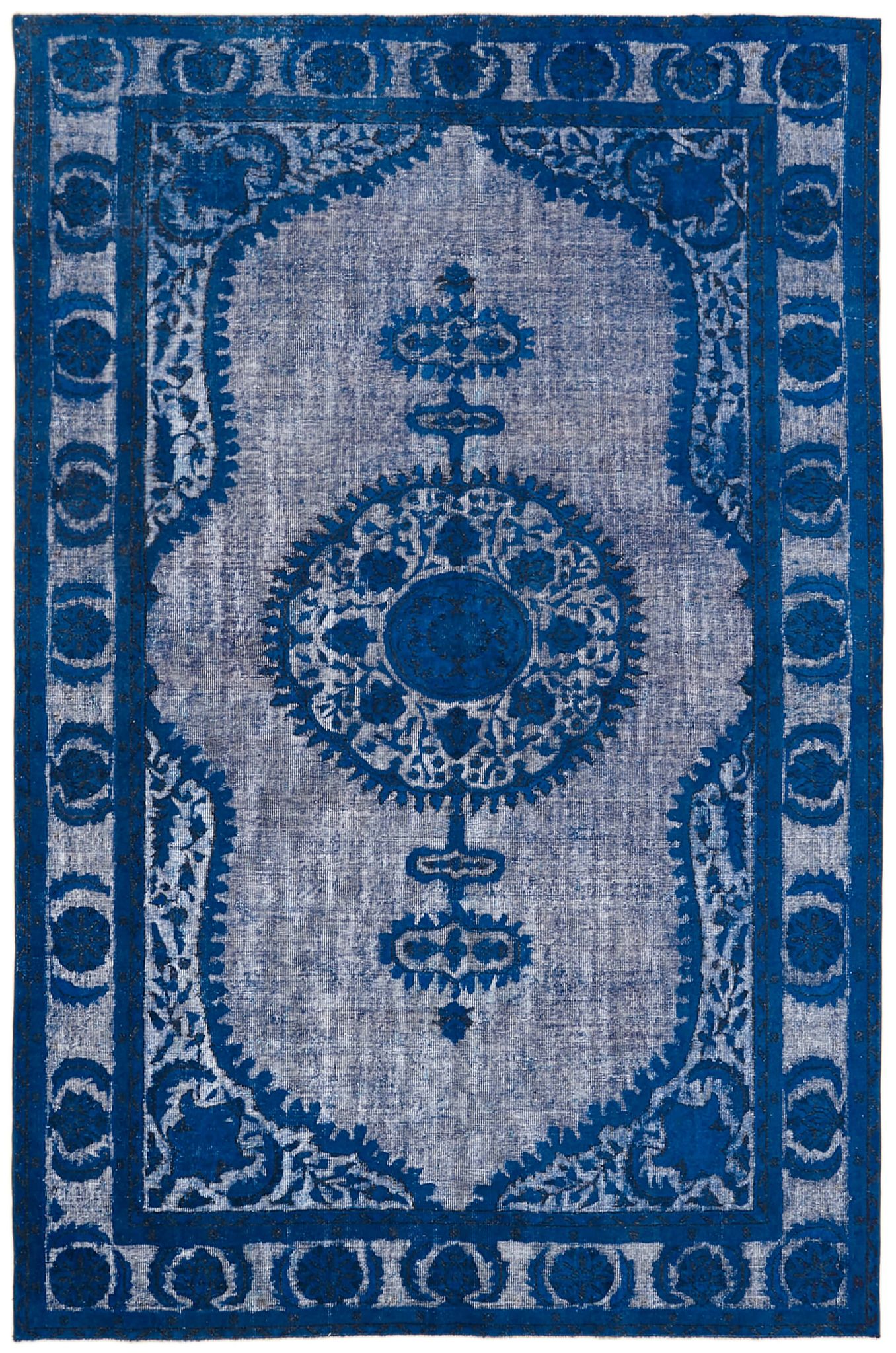 Handmade contemporary oriental  blue carpet 1970s 208 cm x 315 cm