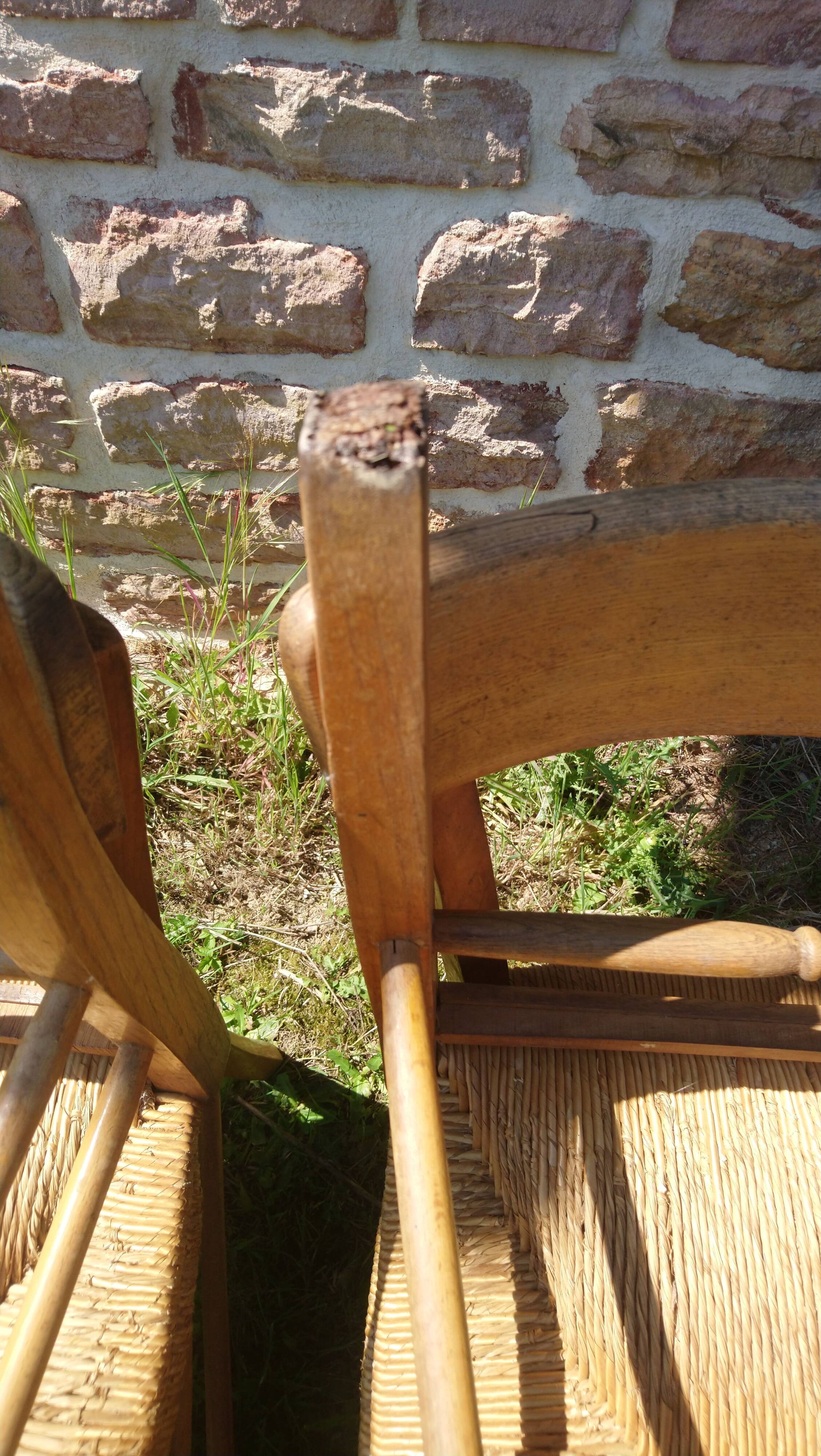 6 straw and beech bistro chairs