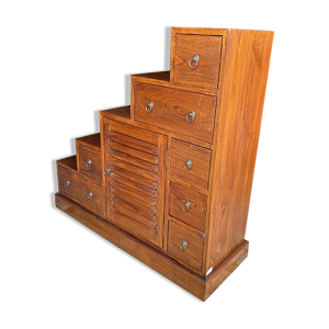 Meuble escalier traversant - acajou