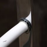 Italian Design Coat rack with white marble base and chrome uprights, 1970
