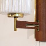 Scandinavian wall lamp in teak and glass
