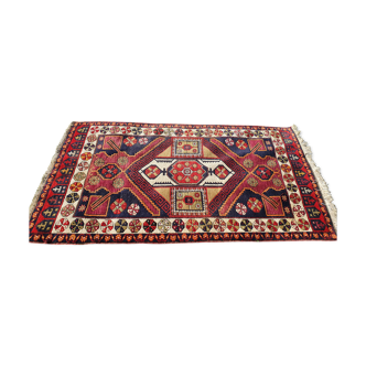 Carpet Turkey 1980. Large nomadic vintage carpet with large geometric decorations 135x250cm