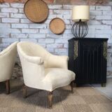 Armchair toad ecru alcantara